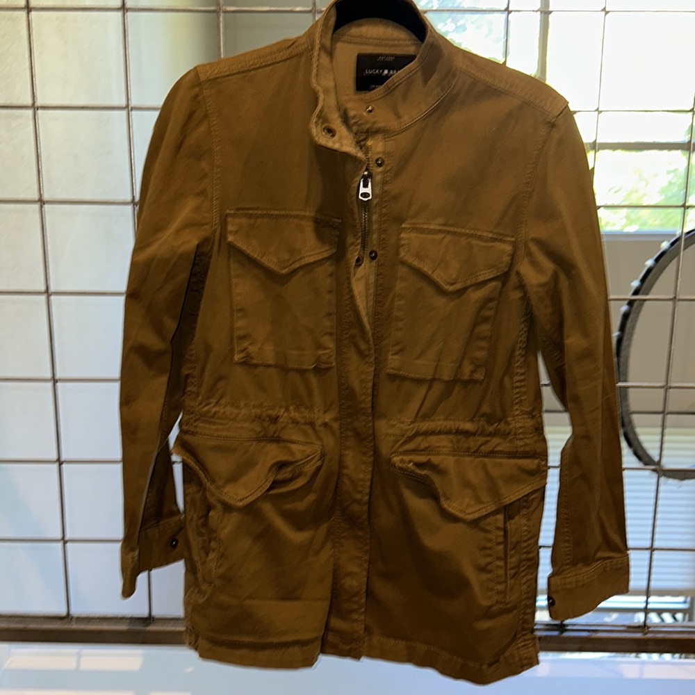 Lucky Brand Olive Green Long Sleeve Military Jacket Size XS